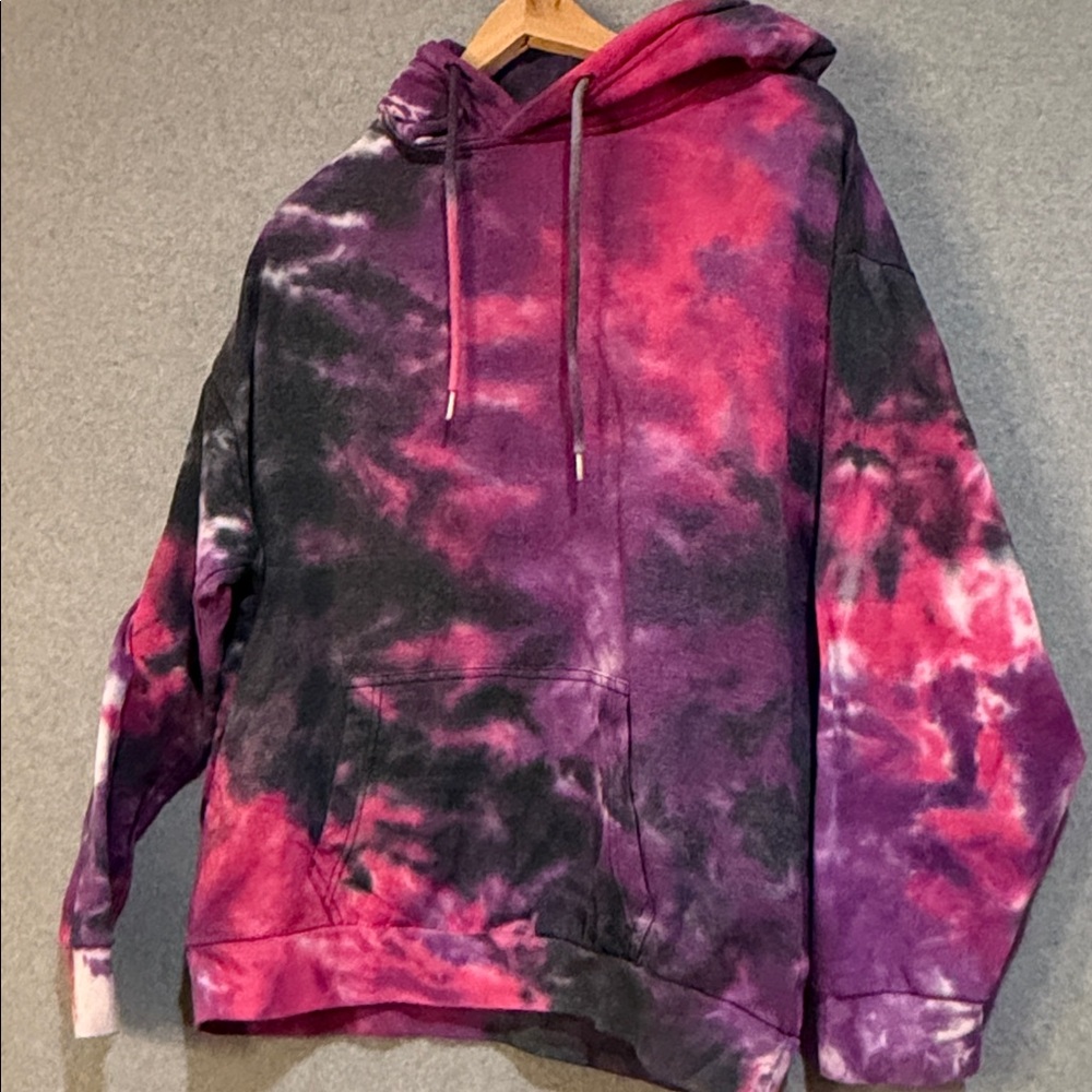 Fashion Nova Pink and Purple Tie-Dye Hoodie